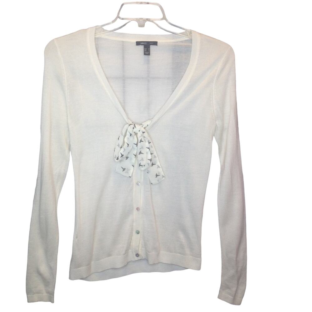 MNG by Mango Tie Front Cardigan Button Front Long Sleeve